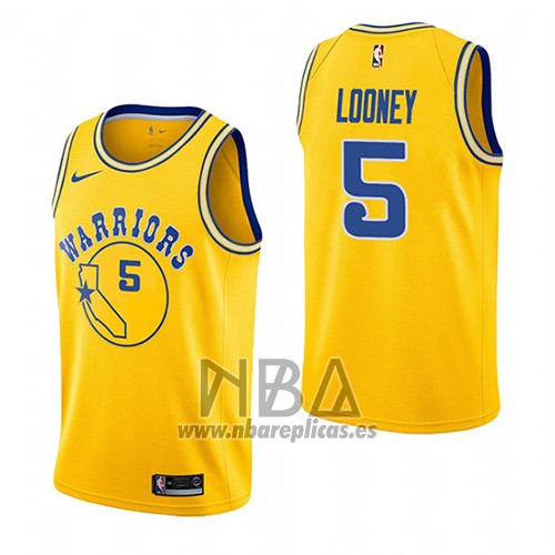 Camiseta Golden State Warriors Kevon Looney NO 5 Hardwood Classic 2018-19 Amarillo